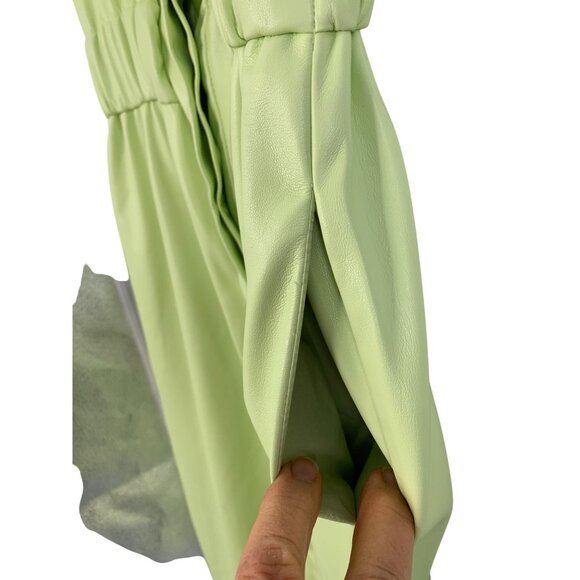 NWT Small House Of Harlow Vegan Leather Sleeveless Lime Green Midi Dress $249 - Picture 10 of 11